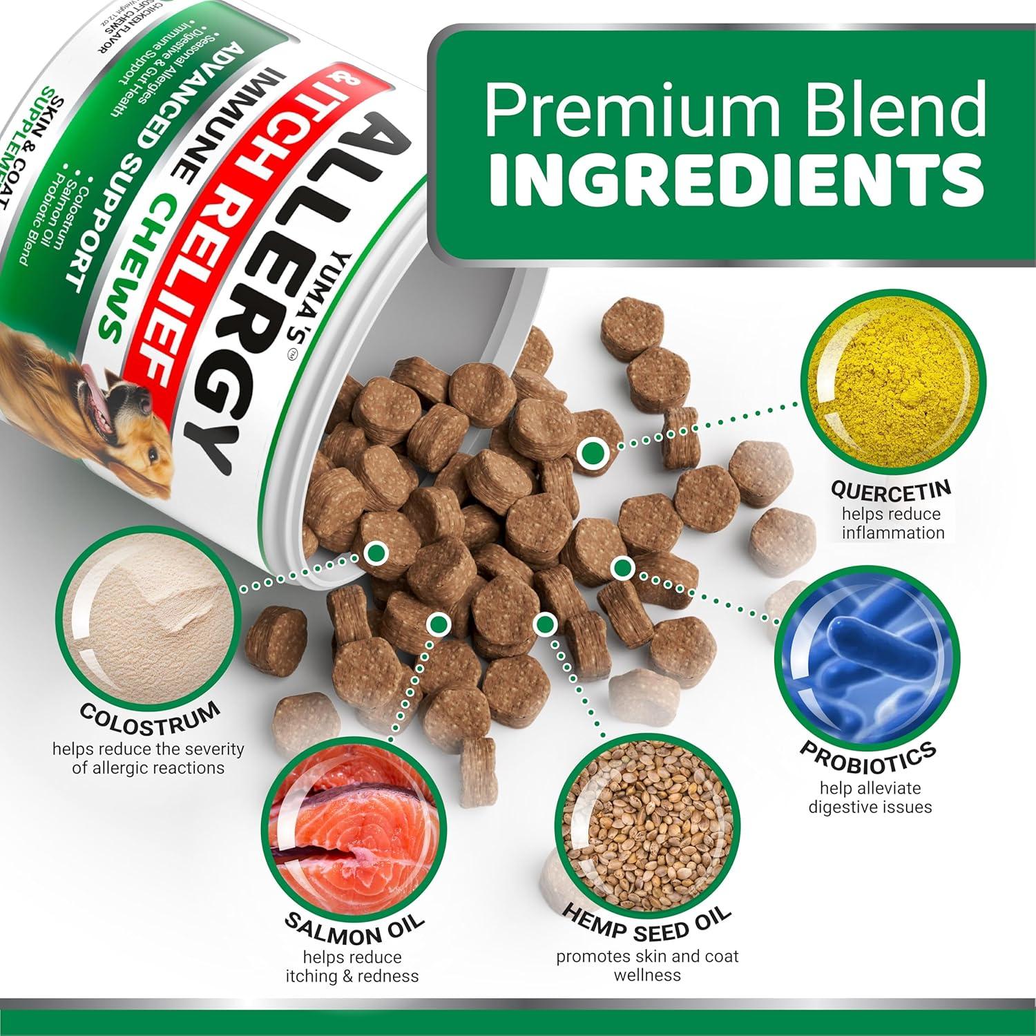 image:imageDog Allergy Relief Chews Dog Itching Skin Relief Treatment Pills 170 Treats AntiItch Chewables Itchy and Paw Licking Hot Spots Omega 3 Fish Oil Dry Skin amp Coat SupplementValue 2Pack 340 Chews