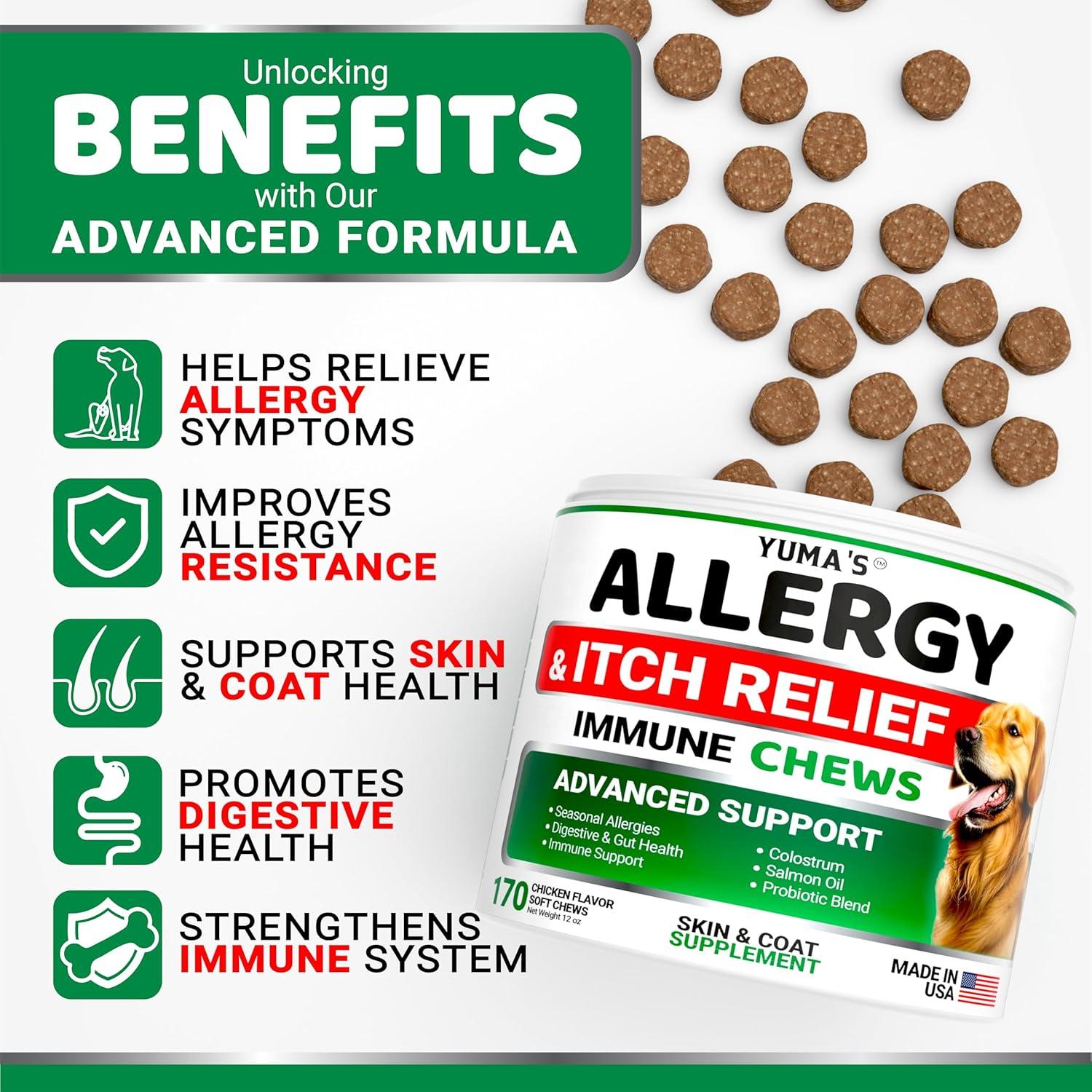 image:imageDog Allergy Relief Chews Dog Itching Skin Relief Treatment Pills 170 Treats AntiItch Chewables Itchy and Paw Licking Hot Spots Omega 3 Fish Oil Dry Skin amp Coat Supplement170 Chews