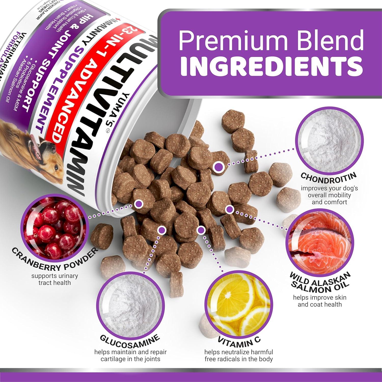 image:imageDog Multivitamin Chewable with Glucosamine Dog Vitamins and Supplements 170 Treats Senior amp Puppy Multivitamin for Dogs Hip amp Joint Support Immune Health Skin Heart Digestion ProbioticsMultivitamin