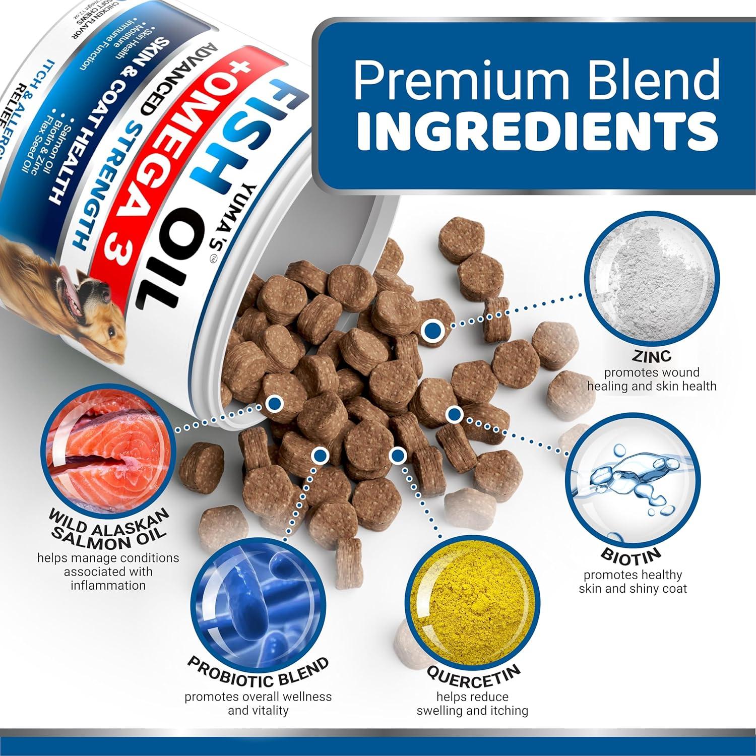 image:imageOmega 3 Fish Oil for Dogs 170 Chews Skin and Coat Supplement Omega 3 for Dogs Dry amp Itchy Skin Relief Treatment Allergy Support Dog Anti Shedding Treats Salmon EPA amp DHA Chicken FlavorSkin Coat