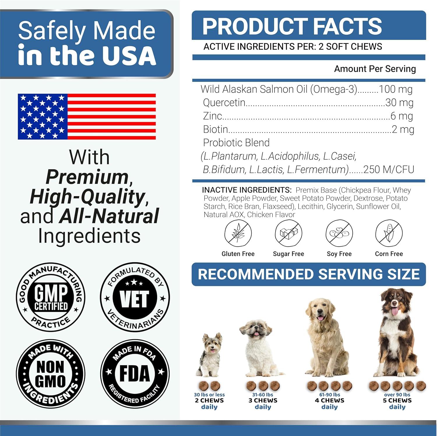 image:imageOmega 3 Fish Oil for Dogs 170 Chews Skin and Coat Supplement Omega 3 for Dogs Dry amp Itchy Skin Relief Treatment Allergy Support Dog Anti Shedding Treats Salmon EPA amp DHA Chicken FlavorSkin Coat