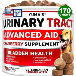 Dog Multivitamin Chewable with Glucosamine – Dog Vitamins and Supplements – 170 Treats – Senior & Puppy Multivitamin for Dogs – Hip & Joint Support – Immune Health, Skin, Heart, Digestion, Probiotics(Urinary & Bladder)