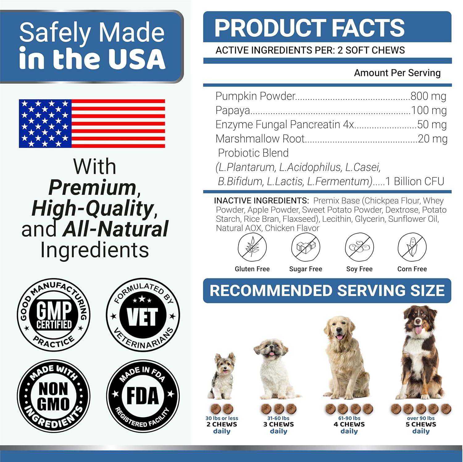 image:imageProbiotics for Dogs and Digestive Enzymes 170 Dog Probiotics Chews Dog Probiotic Anti Diarrhea Upset Stomach amp Gas Relief Constipation Canine Prebiotic Pet Fiber Supplement Gut HealthProbiotic Chews