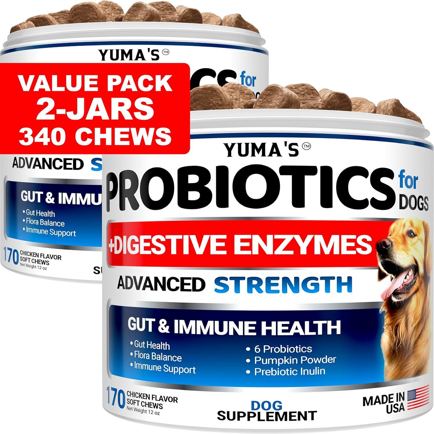image:imageProbiotics for Dogs and Digestive Enzymes 170 Dog Probiotics Chews Dog Probiotic Anti Diarrhea Upset Stomach amp Gas Relief Constipation Canine Prebiotic Pet Fiber Supplement Gut HealthProbiotic Chews