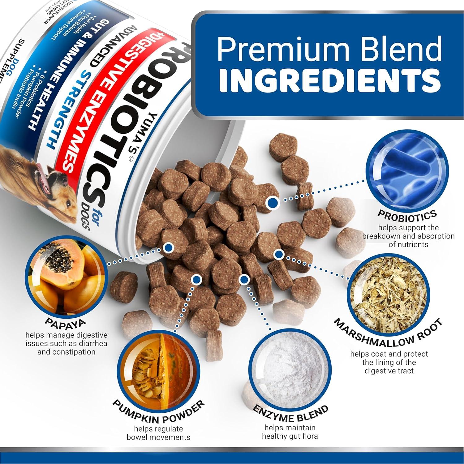 image:imageProbiotics for Dogs and Digestive Enzymes 170 Dog Probiotics Chews Dog Probiotic Anti Diarrhea Upset Stomach amp Gas Relief Constipation Canine Prebiotic Pet Fiber Supplement Gut HealthProbiotic Chews