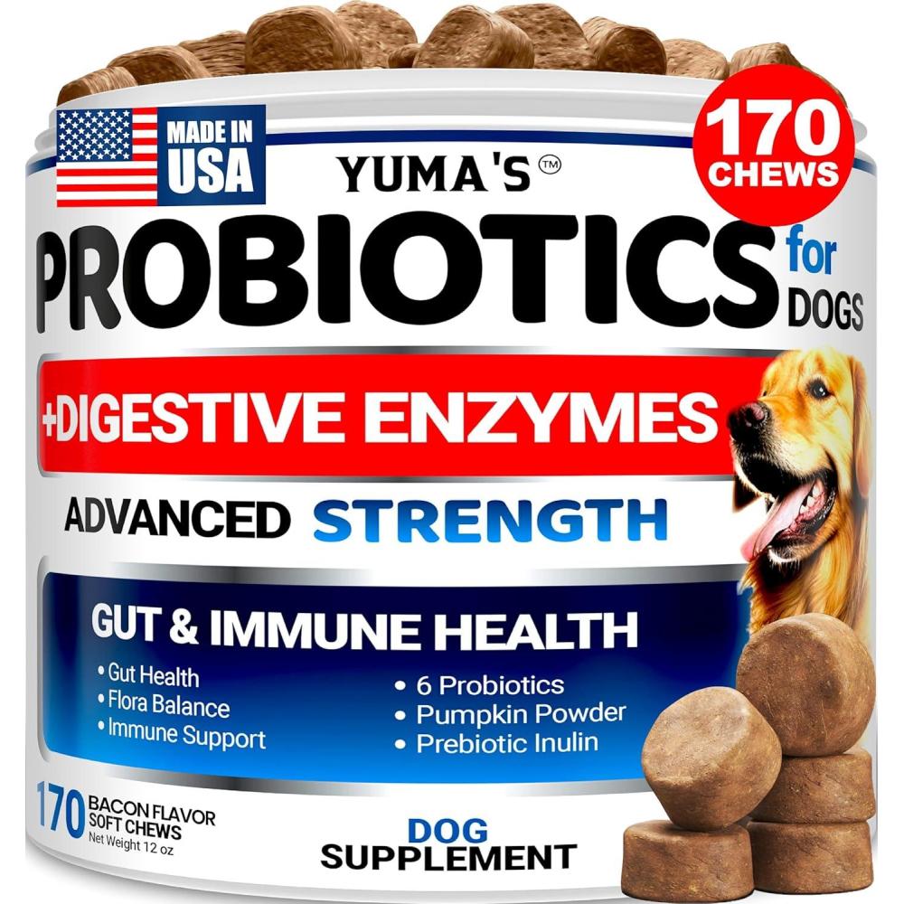 image:imageProbiotics for Dogs and Digestive Enzymes 170 Dog Probiotics Chews Dog Probiotic Anti Diarrhea Upset Stomach amp Gas Relief Constipation Canine Prebiotic Pet Fiber Supplement Gut HealthProbiotic Chews