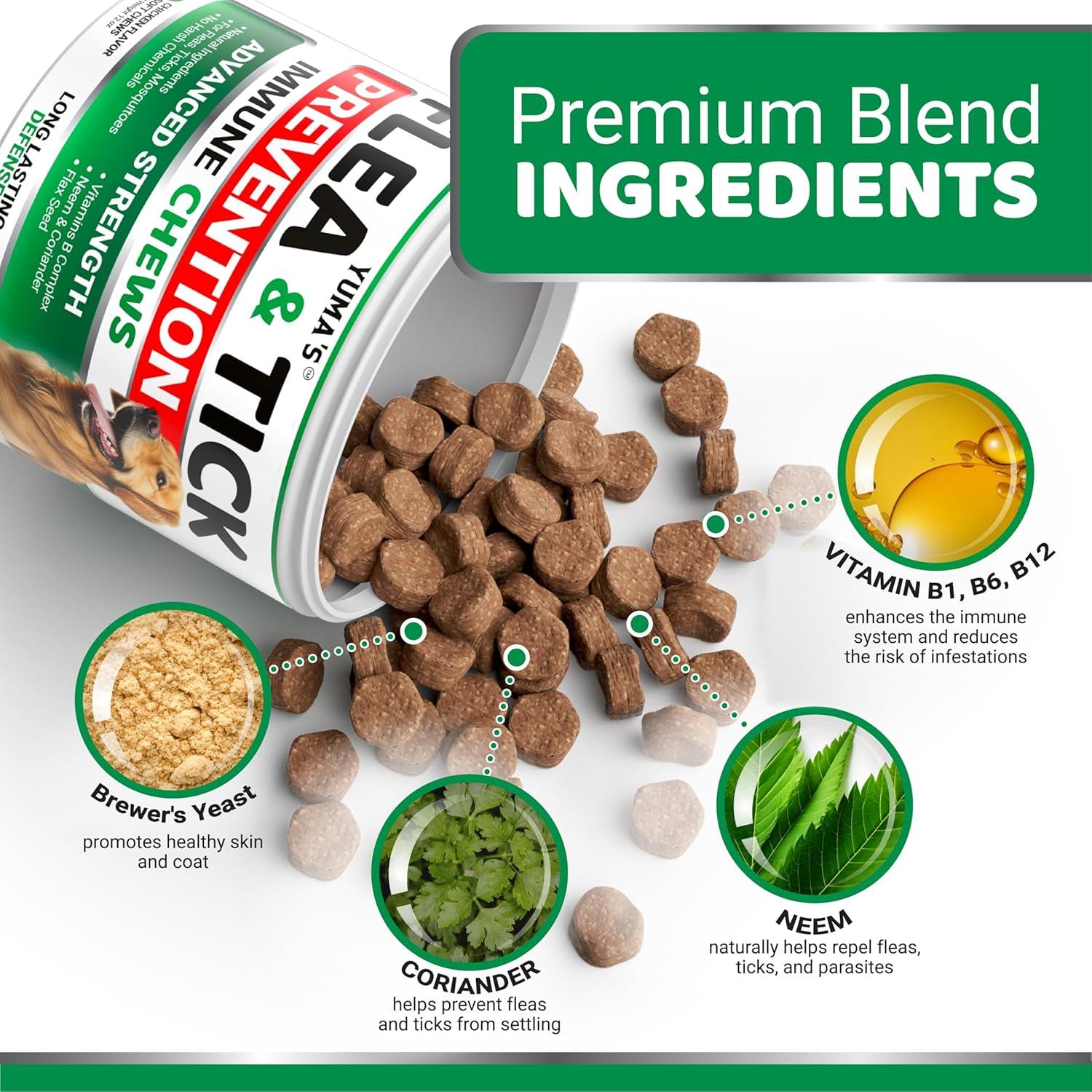image:imageFlea and Tick Prevention for Dogs Chewables 170 Treats Natural Dog Flea and Tick Treatment Chewable Supplement Oral Pills All Breeds amp Ages Soft Chews Made in USA Chicken FlavorDogs