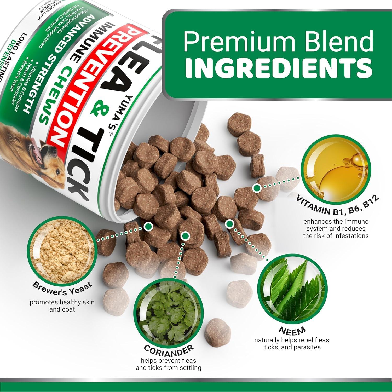 image:imageFlea and Tick Prevention for Dogs Chewables 170 Treats Natural Dog Flea and Tick Treatment Chewable Supplement Oral Pills All Breeds amp Ages Soft Chews Made in USA Chicken FlavorDogs