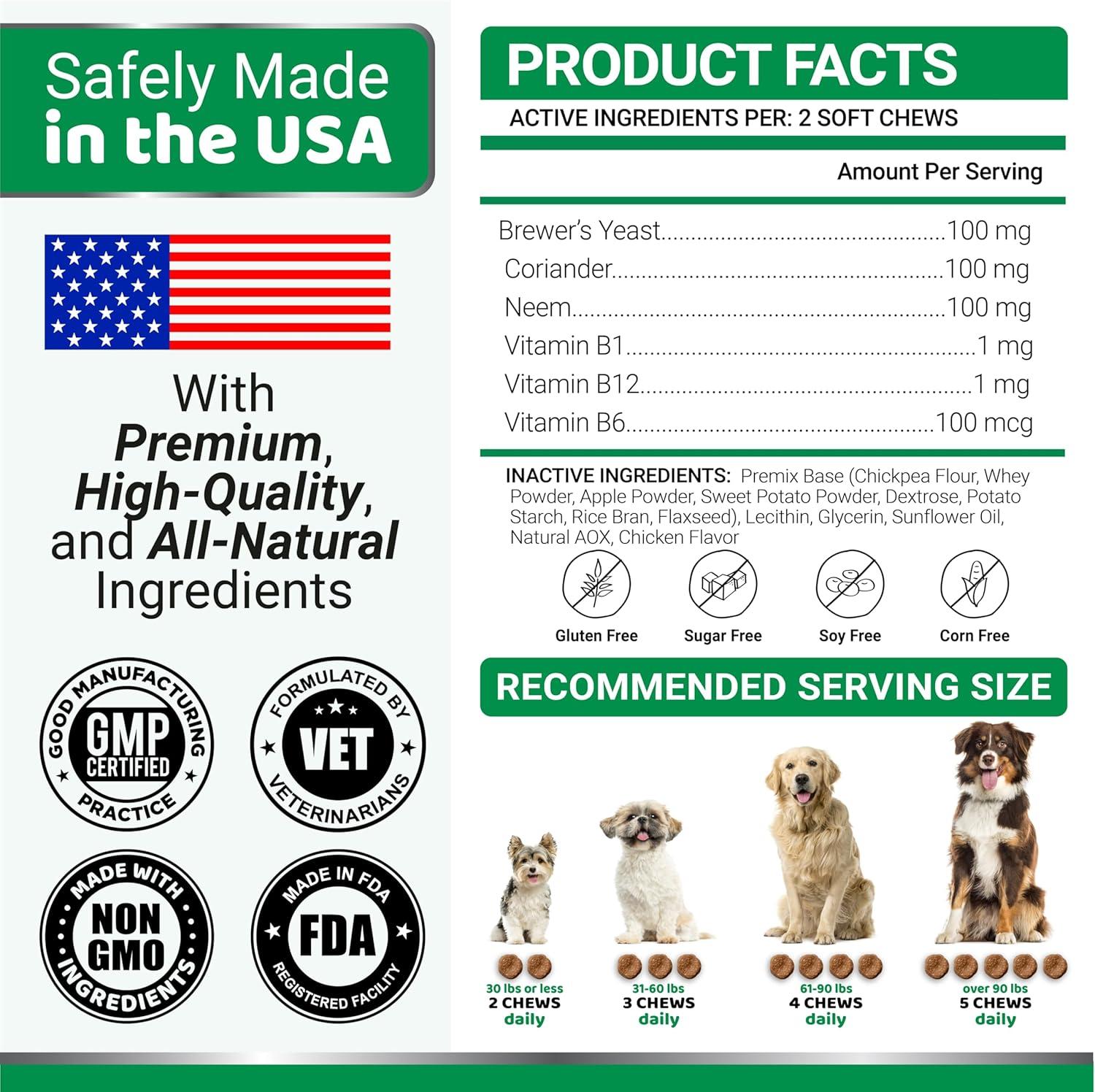 image:imageFlea and Tick Prevention for Dogs Chewables 170 Treats Natural Dog Flea and Tick Treatment Chewable Supplement Oral Pills All Breeds amp Ages Soft Chews Made in USA Chicken FlavorDogs