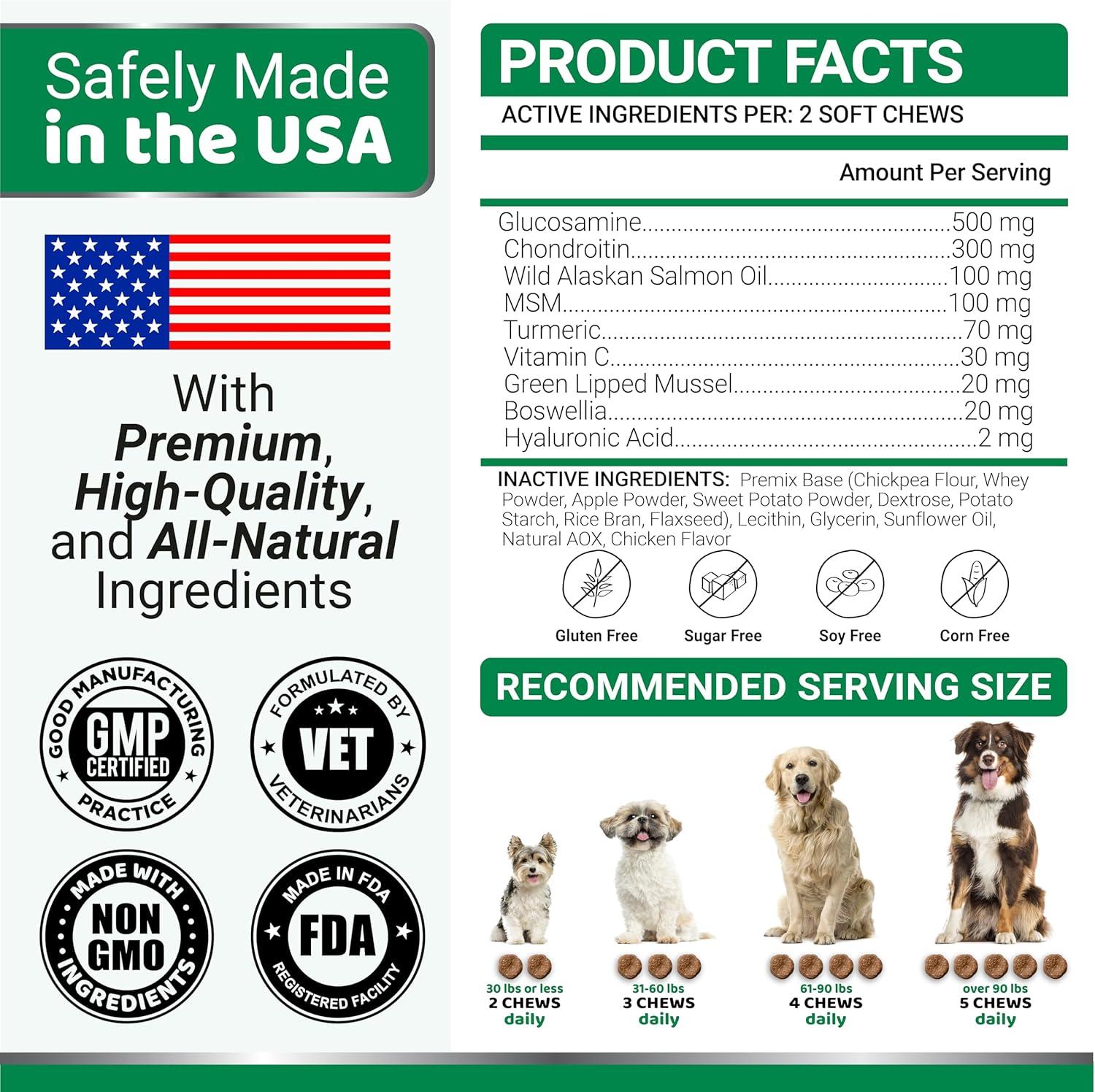 image:imageYUMAS Glucosamine for Dogs Hip and Joint Supplement for Dogs 170 Ct Glucosamine Chondroitin Chews Joint Pain Relief Supplement with MSM Advanced Health Mobility Support Made in USAGlucosamine