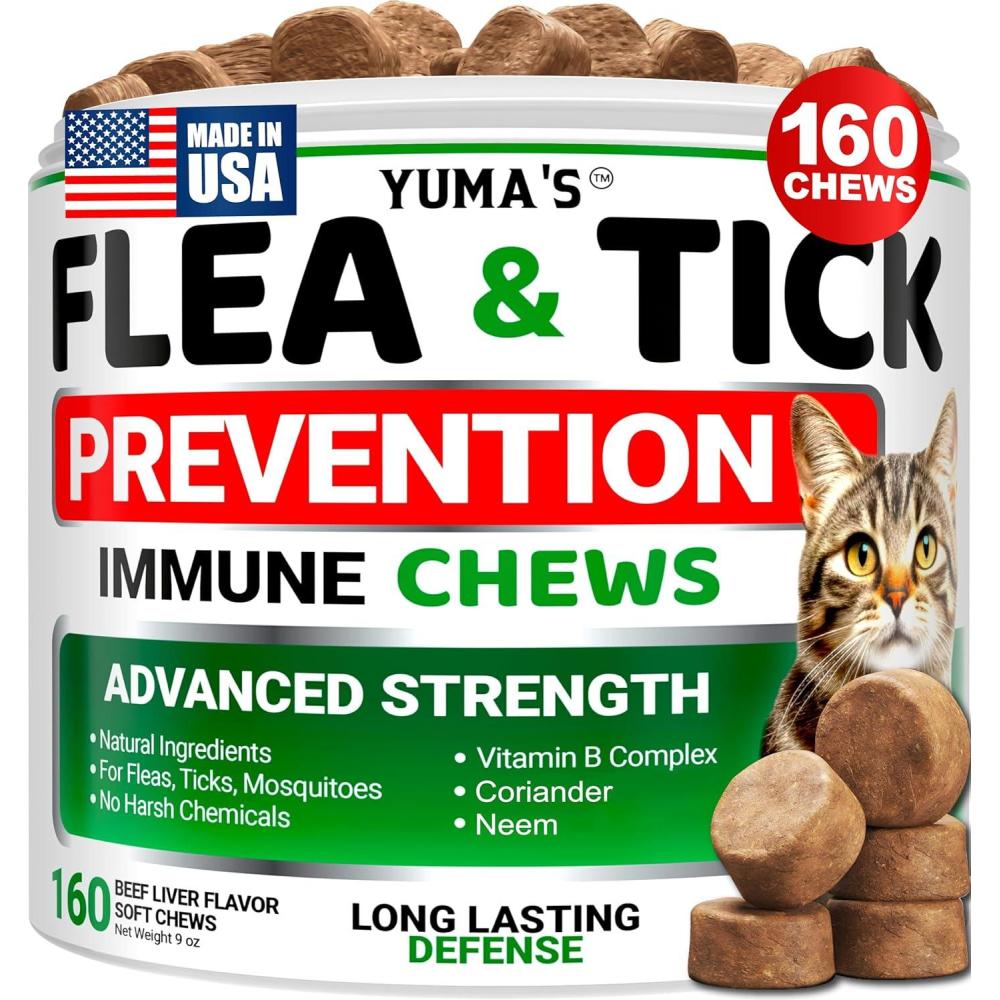 image:imageFlea and Tick Prevention for Dogs Chewables 170 Treats Natural Dog Flea and Tick Treatment Chewable Supplement Oral Pills All Breeds amp Ages Soft Chews Made in USA Chicken FlavorCats